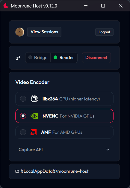 moonrune host application